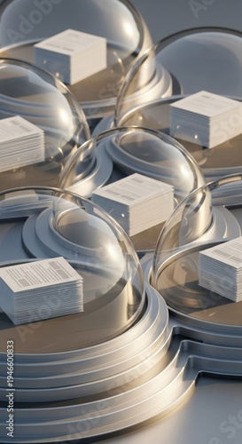 Abstract Metallic Structure with Paper Stacks and Glass Bubbles