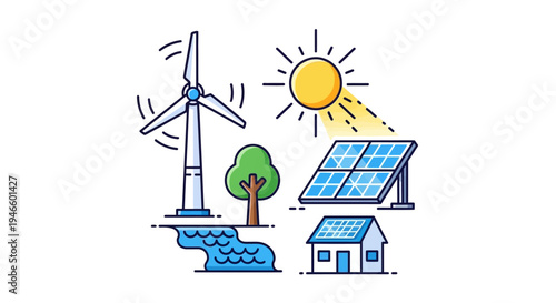 Renewable Energy Sources Wind Solar Power.