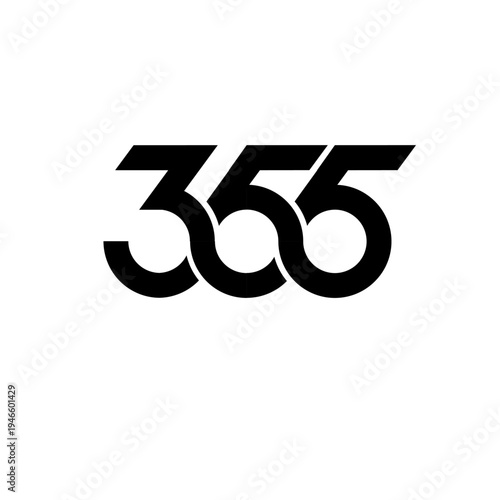 365 Number Logo Design Illustration in Bold Black on Clean White Background