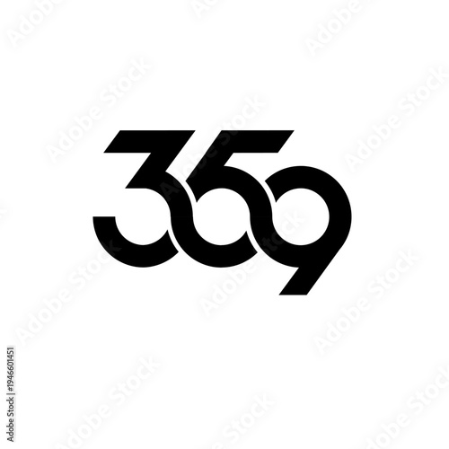 Abstract Modern 359 Number Logo Design in Black and White