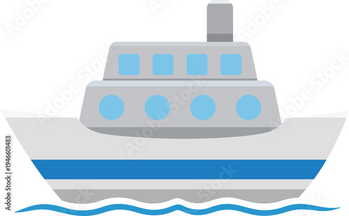 青い船のイラスト