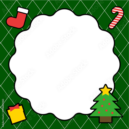 X'mas　ダイヤチェック　ふわふわフレーム