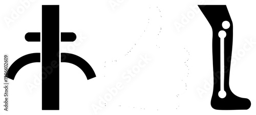 Stylized black glyph characters, minimalist Japanese kanji, geometric abstract shapes, flat vector design, isolated set.