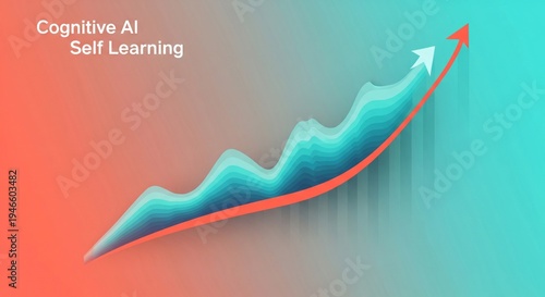 Cognitive AI Self Learning Growth Chart Ascending Arrow