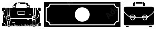Professional briefcase and money bill symbol, office tools, finance assets, corporate gear, business travel, cash transaction graphics.