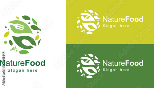 A simple, creative food logo template. Vector illustration of a salad food logo design.