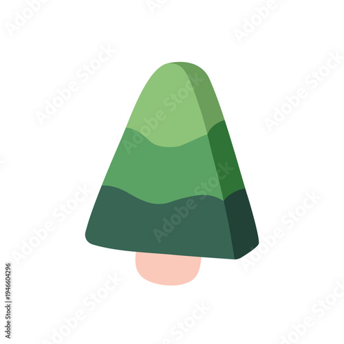 Wooden tree-shaped toy. Geometric plant on stick for nursery kids play. Wood fir, spruce for kindergarten children game. Flat vector illustration isolated on white background