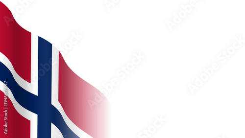 Vector waving Flag of the Kingdom of Norway. Waving Norway flag with empty, blank, copy space on transparent background. Design element for presentation, banner, advertisement, web. Place for text