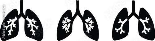 Human Lungs Respiratory System Icon Set with Bronchial Tree Detail for Medical and Pulmonary Health