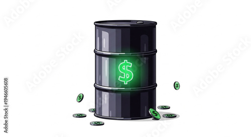 Black Barrel with Dollar Sign.