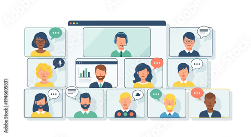 Video Conference Call with Multiple Participants.