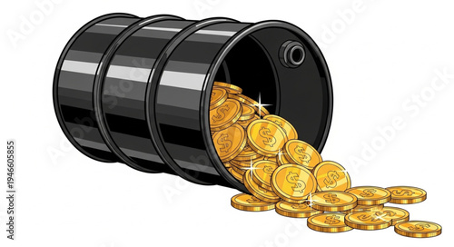Black Barrel with Gold Coins.