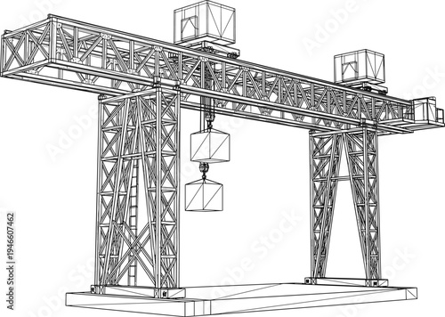 gantry, crane, industrial, construction, lifting, machinery, engineering, equipment, structure, steel, warehouse, 