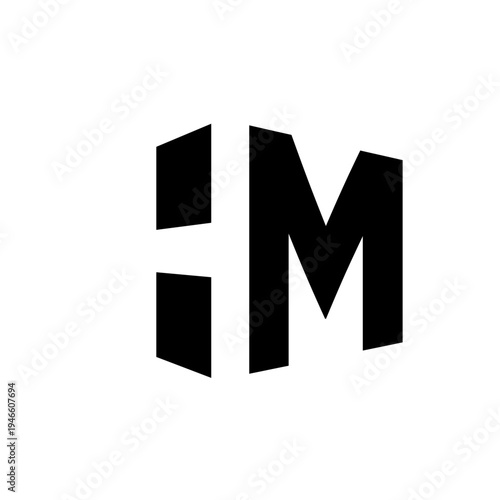 Black and White HM Lettermark Logo Design