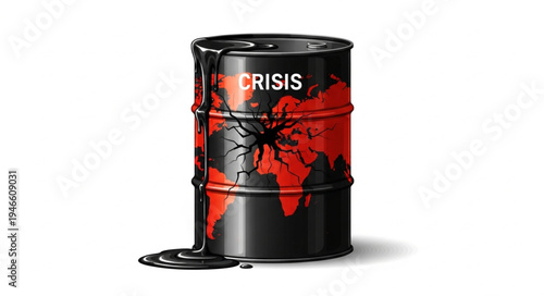 Barrel with Red Liquid Spill.