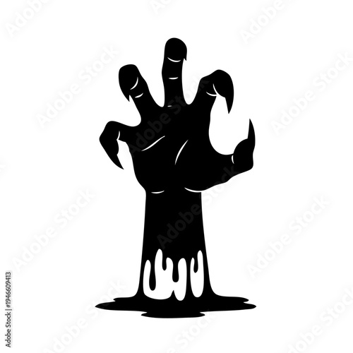 A detailed illustration of a hand with elongated fingers and sharp nails