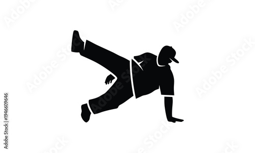 Breakdance dancer silhouette performing power move bboy hip hop style