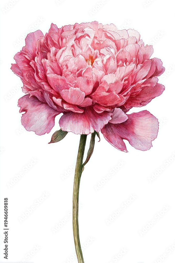 Fototapeta premium Elegant pink peony illustration