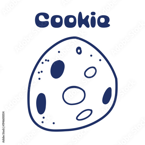 doodle cookie with Chocolate chips illustration. cute and yummy hand drawn postcard 