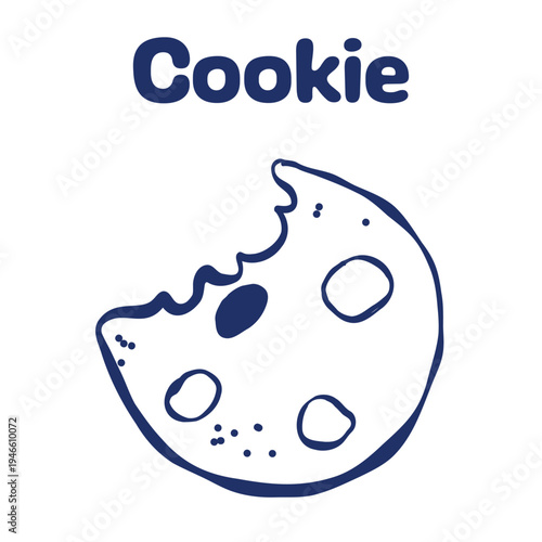 bitten cookie cute doodle hand drawn postcard