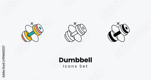 Dumbbell icons vector set stock illustration