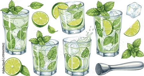 Refreshing Mojito Illustration Set