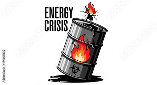 Burning oil barrel energy crisis.