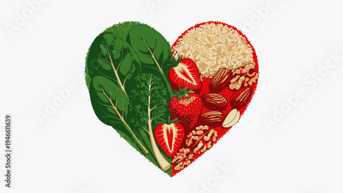 Heart Shape Filled With Healthy Food vector illustration