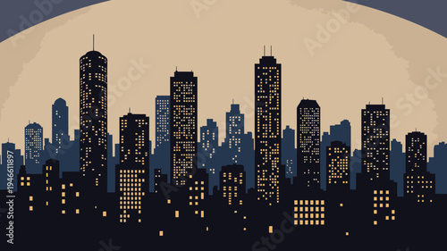 Pixelated Cityscape at Dusk vector illustration