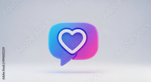 Digital heart icon inside a speech bubble notification.