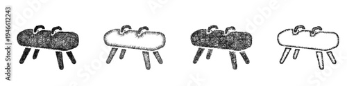 Sketch Pommel horse icon design set