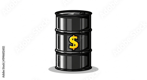 Black Oil Barrel with Dollar.