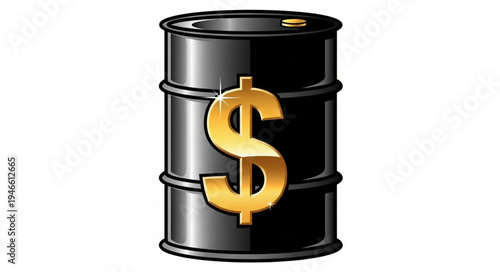Black Oil Barrel with Dollar.
