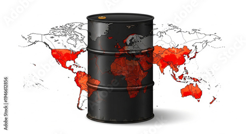 Black Oil Barrel World Map.