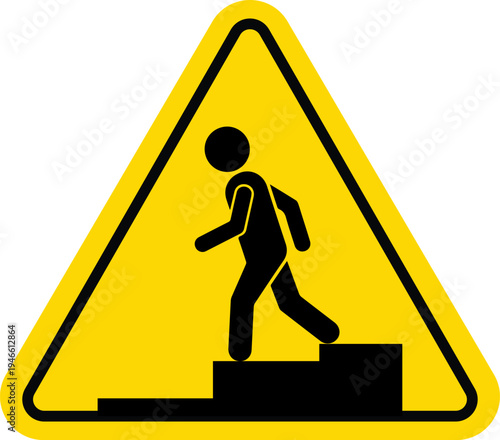 Warning step down sign and symbol graphic design for safety caution on stairs vector isolated