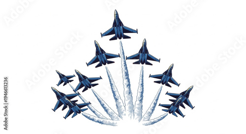 Blue jets flying in formation.