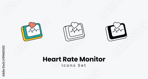 heart rate monitor icons vector set stock illustration