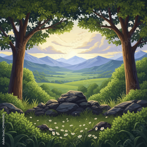 Enchanting Forest Glade - A Serene Escape into Natures Embrace.