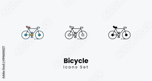 Bicycle icons vector set stock illustration