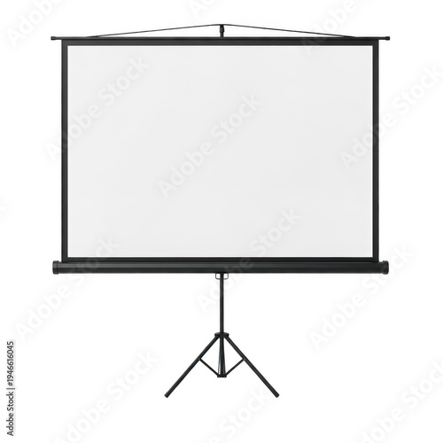 Blank projector screen on tripod