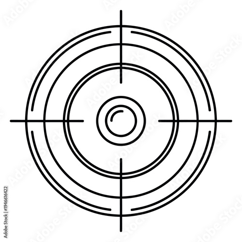Black and white target symbol with concentric circles and crosshairs line minimal simple