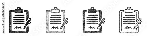 Sketch employment contract icon design set