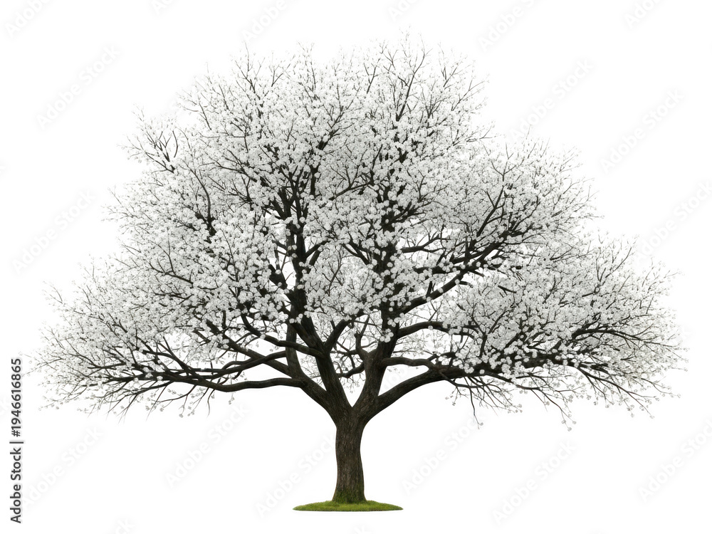 Fototapeta premium A large tree with bare branches and no leaves isolated on transparent background
