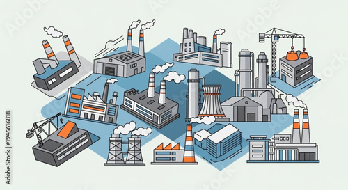 Industrial Landscape - A Collection of Factories and Structures.