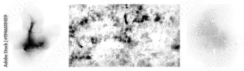 Vector based halftone art using dot density gradients, abstract texture, graphic design elements, digital illustration, visual effects.