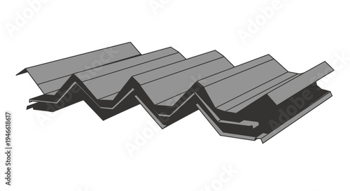 Gray Corrugated Metal Sheeting Profile.