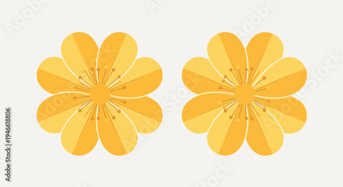 Yellow Plastic Flower Earrings on White.