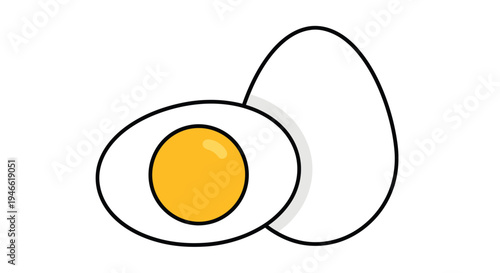 Simple Line Drawing of Half Fried Egg.