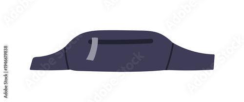 Waist hip bag on belt. Travel carry accessory, hands-free unisex small pouch, pocket with zipper in casual modern style. Flat vector illustration isolated on white background