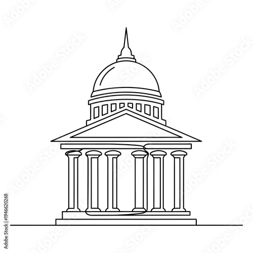Black line of a building with a dome and columns line building architecture black and white